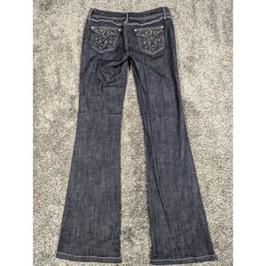 Grace in LA Jeans Womens 5 Blue‎ Bootcut Flap Pockets Rhinestones Cowboy 29x33